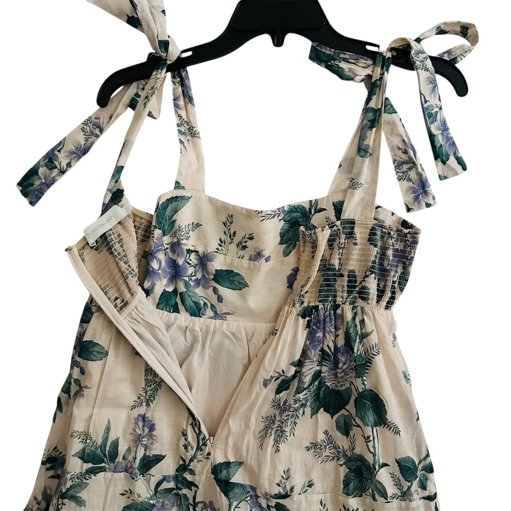 Zimmermann Cassia Tiered Hydrangea Print Tie Shoulder Maxi Dress Size 1 | US 6 - Picture 14 of 16